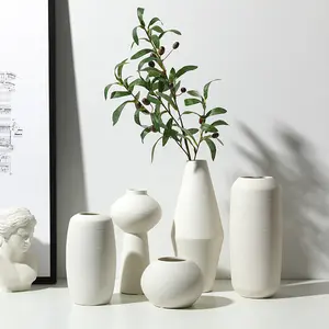 2019 Новое поступление Высококачественная Белая Керамическая ваза для цветов ручной работы