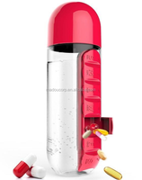 Madou Eco-vriendelijke Unisex Draagbare Waterfles met 7-daagse Wekelijkse Pillendoos 600ml Capaciteit voor Reizen & Buitengebruik
