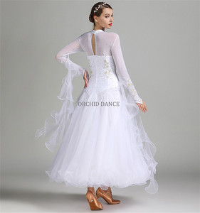 Professionele Vrouwen Meisjes Concurrentie Witte <span class=keywords><strong>Ballroom</strong></span> Dans Jurk - Product Image 2