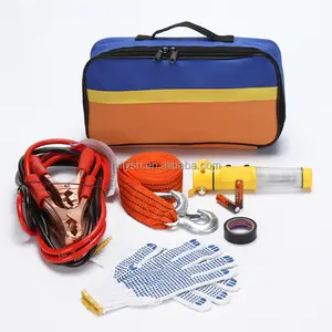 Kit de sécurité d'urgence pour voiture, corde de remorquage avec points, bande électrique, câble de batterie, réfléchissant, portable