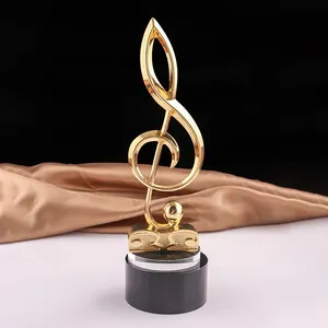 Musik Hinweis Design Metall Trophy Awards mit schwarz Basis mit Customized Texte