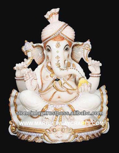 Estatua de Ganesha de mármol blanco - Product Image 1