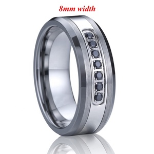 Anillos de Boda de Diamante Negro Cz para Hombre y Mujer, Anillos de Carburo de Tungsteno para Hombre, Anillo de Piedra de Wolframio, Herrenring, Herr <span class=keywords><strong>Ringar</strong></span> - Product Image 3