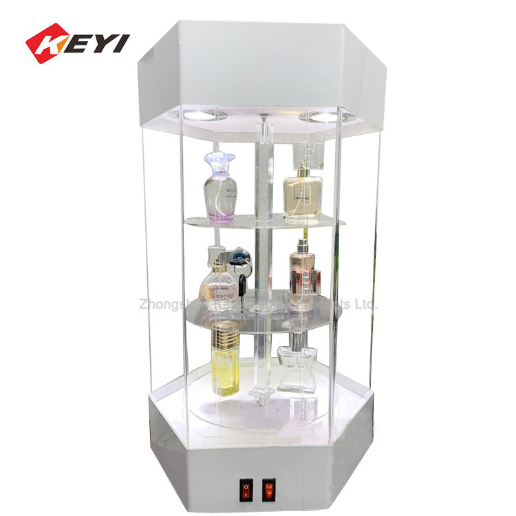 カスタマイズされた高品質六角形回転ショーケース/回転式ガラス