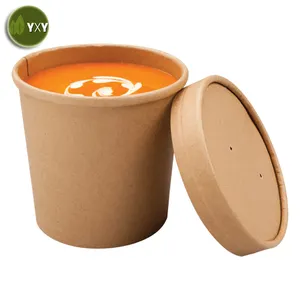 Cina migliore 100% eco-friendly carta Kraft zuppa calda tazza di cibo con coperchio