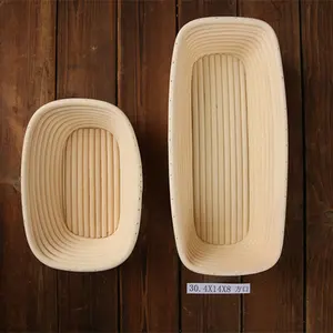 XH Factory Wholesale Handmade Sustainable Rattan Fabric Rectangle Rattan Proofing Basket with Liner for Sourdough Bread