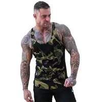 CN OEM customized Luck Panther camo printed gym wear for men tank top men compression vest sweater vest men
