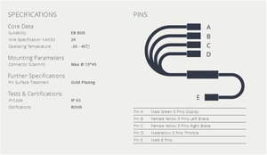 Parti di biciclette elettriche cavo impermeabile 1 t4 per motore e Display LCD acceleratore del freno UART protocollo Vastrom 36V/48V/52V - Product Image 3