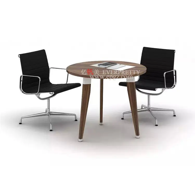 Mesa de escritório redonda para reuniões, mesa de café e 2 cadeiras para recepção
