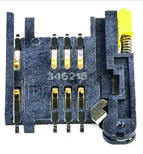 Connecteur de carte mémoire à pas de 2.54mm 91228-3001 Connecteur de carte Sim à 6 broches Série 91228 sans chevilles Bouton jaune