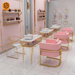 Mesas <span class=keywords><strong>de</strong></span> <span class=keywords><strong>Manicura</strong></span> Pequeñas <span class=keywords><strong>de</strong></span> Metal Dorado y Mármol Blanco para Salón <span class=keywords><strong>de</strong></span> Belleza, Venta al por Mayor - Product Image 2