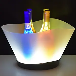 RGB Led Isi Ulang Cahaya Plastik Ember Es Kualitas Terbaik 12Liter Vodka dan Hadiah Promosi Minuman