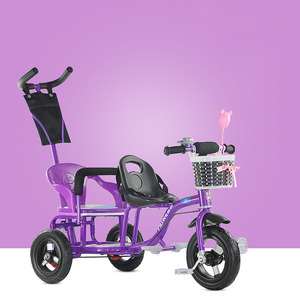 Wholesale Good Quality Double Seat Children Toy Tricycle for <strong>Twins</strong> 2 Seat/baby <strong>Trike</strong> with Push bar for 3-5 Years Old - Product Image 5