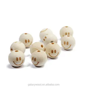 cheap 20mm Laser Engraved wooden face Beads for DIY Accessories