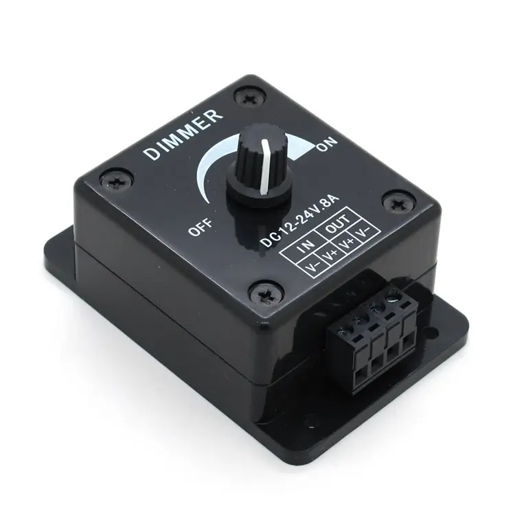 Black Triac Dimmer Switch DC 12V 24V 8A Adjustable Brightness Lamp Bulb Strip Driver Single Color Light Power Supply Controller