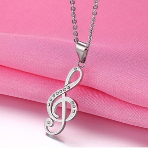 IP placcatura lucidato a specchio in acciaio inox <span class=keywords><strong>musica</strong></span> mote <span class=keywords><strong>collana</strong></span> ciondolo di diamanti - Product Image 4