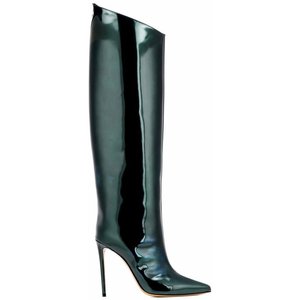 WETKISS Nuovo Arrivo Punta A Punta Stivali Al Ginocchio Zip Solido Scintillio <span class=keywords><strong>Tacchi</strong></span> A Spillo Stivali Alti Pattini Delle Donne DELL'UNITÀ di elaborazione di Brevetto Stivali di Pelle al ginocchio - Product Image 3