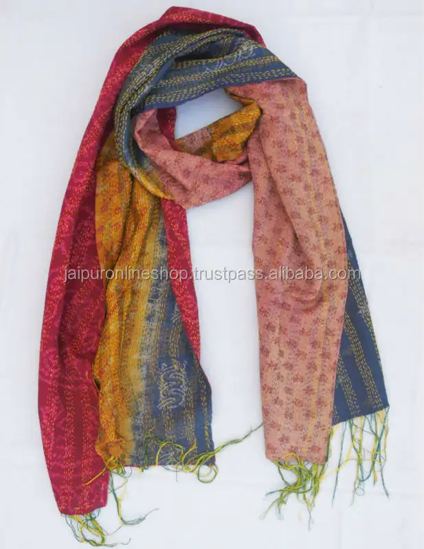 2014 Wholesale Lot Handmade vintage kantha silk sari scarves