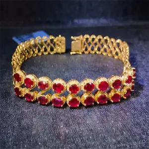 Indian Style Bridal Wedding Gemstone Jewelry 18k Rose Gold South Africa Real Diamond Natural Pigeon Blood Red Ruby Bracelet