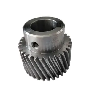 Gigi Mengeras Baja Spiral Pinion Gear dengan Alur Pasak