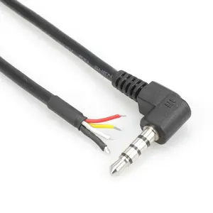 Custom 3.5Mm Male Naar End Blote Afscherming Kabel Trrs Male Plug Naar Blote Draad Dunner Hoofdtelefoon Kabel