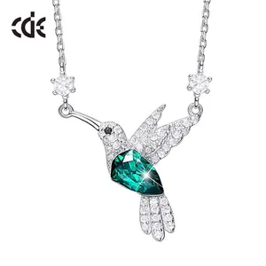 CDE YN0692 Trendy Silver Jewelry Bird Necklace 925 Sterling Silver Animal Jewellery DIY 2023 Customized Emerald Crystal Necklace