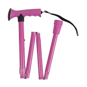 Soft Comfort Grip Collapsible Walking Stick, Adjustable Folding Walking Cane, Pink