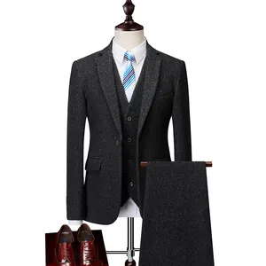 Bespoke high Woolen Tailored Fashion English Business custom Three-piece Suit