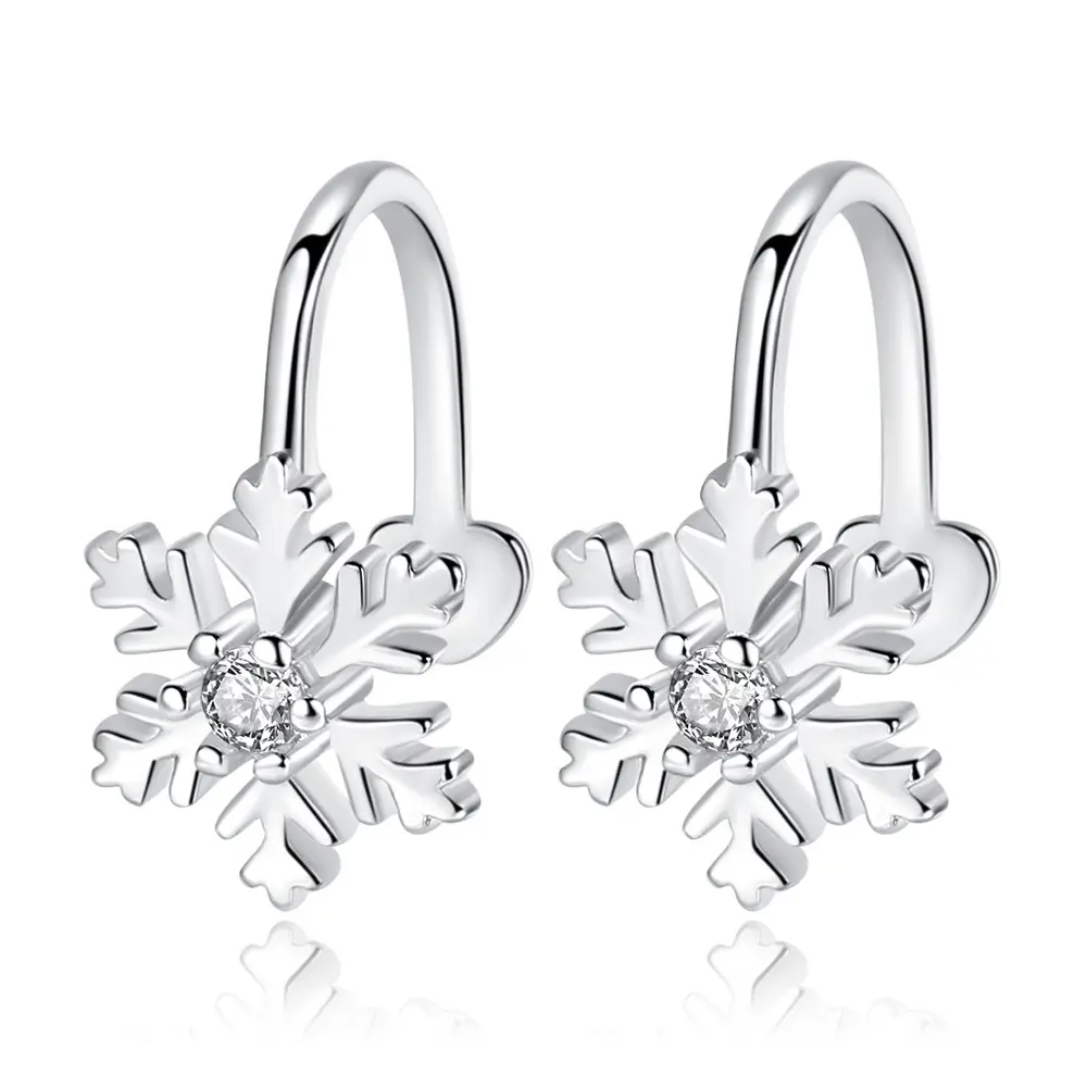 Großhandel Mode Silber Ohrring Keine Löcher Ohrring Clips Schnee blumen form Günstige Preis Promotion Geschenke Diamant schmuck