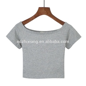 Hot Seller Cotton <strong>Turtle</strong> <strong>Neck</strong> Short Sleeve Ladies Crop Top Basic Sports <strong>t</strong> <strong>Shirt</strong> for Women - Product Image 3