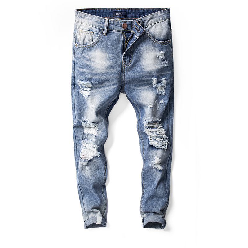 Bysonglezai Jeans Uomo Jeansjeans Pantaloni Casual Jeans alla Moda da Uomo Pantaloni Casual in Denim Patchwork Blu Jeans Hip-Hop Larghi Larghi Streetwear Pantaloni da Uomo Abbigliamento Uomo 34 Bl