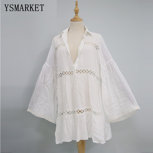 Túnica de Playa para Mujer, Estilo Bikini, Encaje Calado, Crochet, Traje de Baño, Ropa de Playa, Verano, QZS558, Algodón - Product Image 3