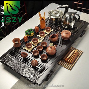 Jinfu — plateau à thé Kungfu chinois, table en bois avec tasse à thé, pot et <span class=keywords><strong>Gaiwan</strong></span>, offre spéciale - Product Image 5