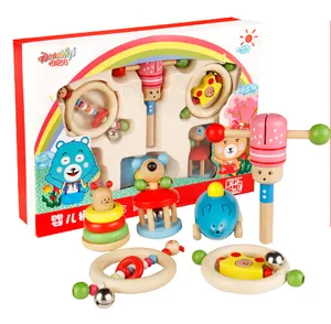 CDN-7328赤ちゃんガラガラセット木製赤ちゃんのおもちゃギフト高品質健康安全6個入り