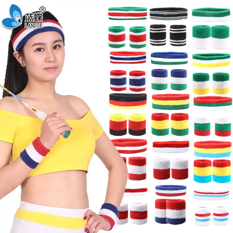 De terry de algodón sudor hombres deportes yoga baloncesto mujeres sweatbands conjunto