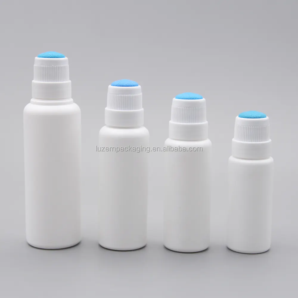Botella de plástico vacía de HDPE con esponja aplicadora de cepillo