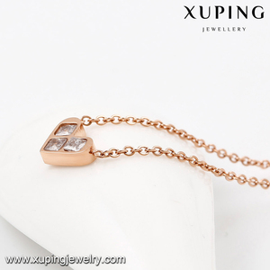 Collar-00216-venta al por mayor, joyería de moda, collar de corazón de diseño simple de diamantes de acero de color oro rosa - Product Image 2