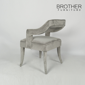 Muebles modernos y clásicos para el hogar, silla de comedor de terciopelo gris, tapizada, de lujo
