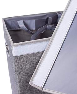 Wholesale Custom-Size Linen <strong>Double</strong> Laundry Hamper Foldable Oxford Home Organization <strong>Bin</strong> with Lid Reusable for Clothing - Product Image 5