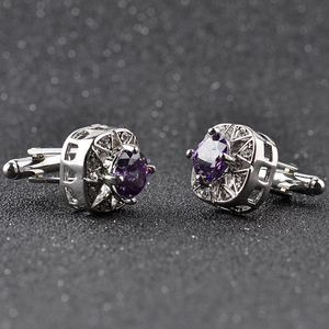 Nuovo Arrivo di Qualità Superiore Viola Gemma Maschio Polsino Della Camicia Francese del Manicotto Del Chiodo <span class=keywords><strong>Gemelli</strong></span> In Lega di - Product Image 2