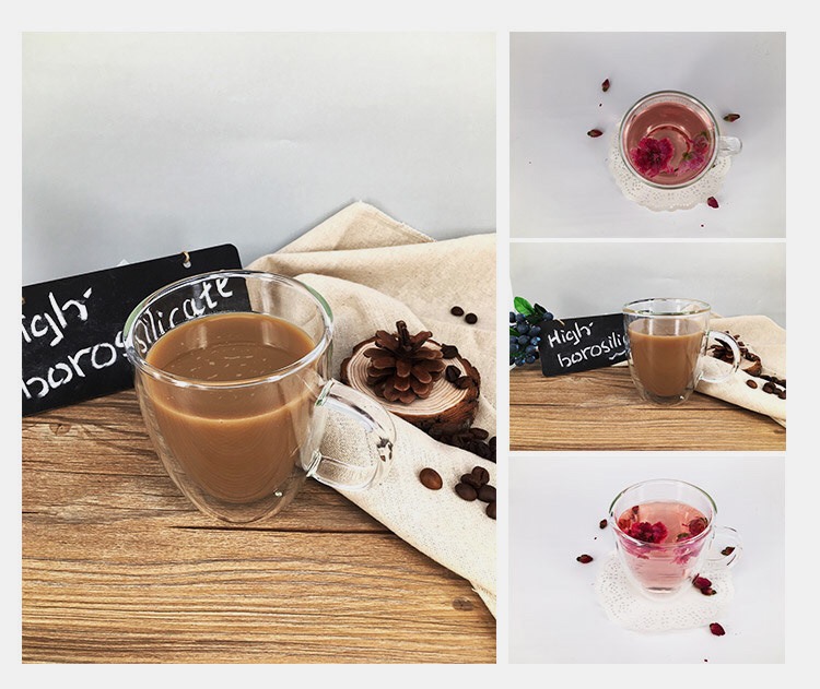 16oz double wall glass coffee mug