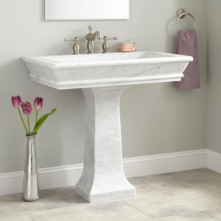 Fregadero con base de mármol, lavabo Con pedestal de mármol blanco de carrara, lavabo Con pedestal de mármol italiano