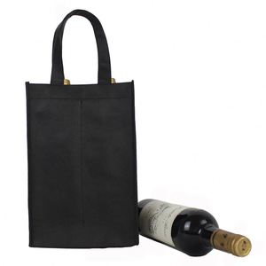 Personalizado de impresión de alta calidad 120gsm negro no tejido <span class=keywords><strong>2</strong></span> botellas 4 botella de vino bolsa de embalaje - Product Image 2