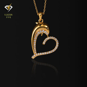 Venta caliente de Moda de Corte de Delfines Colgante Collar 18 K Chapado En Oro Con Encanto Joyería para Regalo de Las Muchachas - Product Image 2