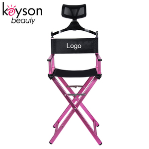 Keyson sedia da regista pieghevole in alluminio rosa stile classico sedia da trucco cosmetica professionale con poggiatesta
