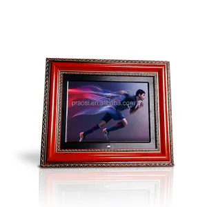 12 Inch Iklan LCD Displayer Kayu Bingkai Foto Digital untuk Promosi
