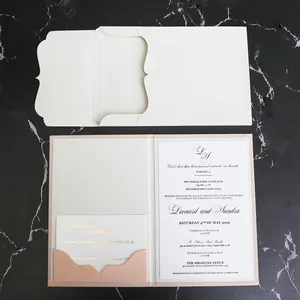고품질 및 고급 하드 커버 벨벳 결혼식 초대장 3D 봉투 및 작은 카드