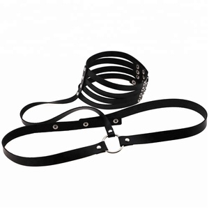 Sabuk Pinggang kulit PU wanita, Perhiasan Tubuh bundar berlapis perak, sabuk pinggang kulit PU, Harness tubuh, kerah Halter kerajinan tangan Punk - Product Image 5