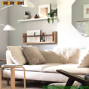 Moderno Portariviste in Legno, Libreria da Parete con Cinghia, Scaffale in Pino Personalizzato con Rivestimento in Pelle - Product Image 2