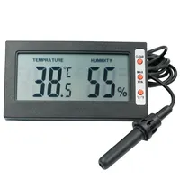 Termometer Rumah Tangga LCD Layar Besar, Penguji Temperatur Digital Higrometer dengan Probe, Pengukur Temperatur